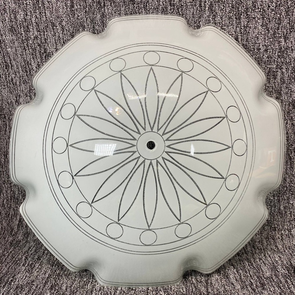Vintage Mid Century Starburst Frosted Glass Ceiling Light Shade Scalloped 19 In